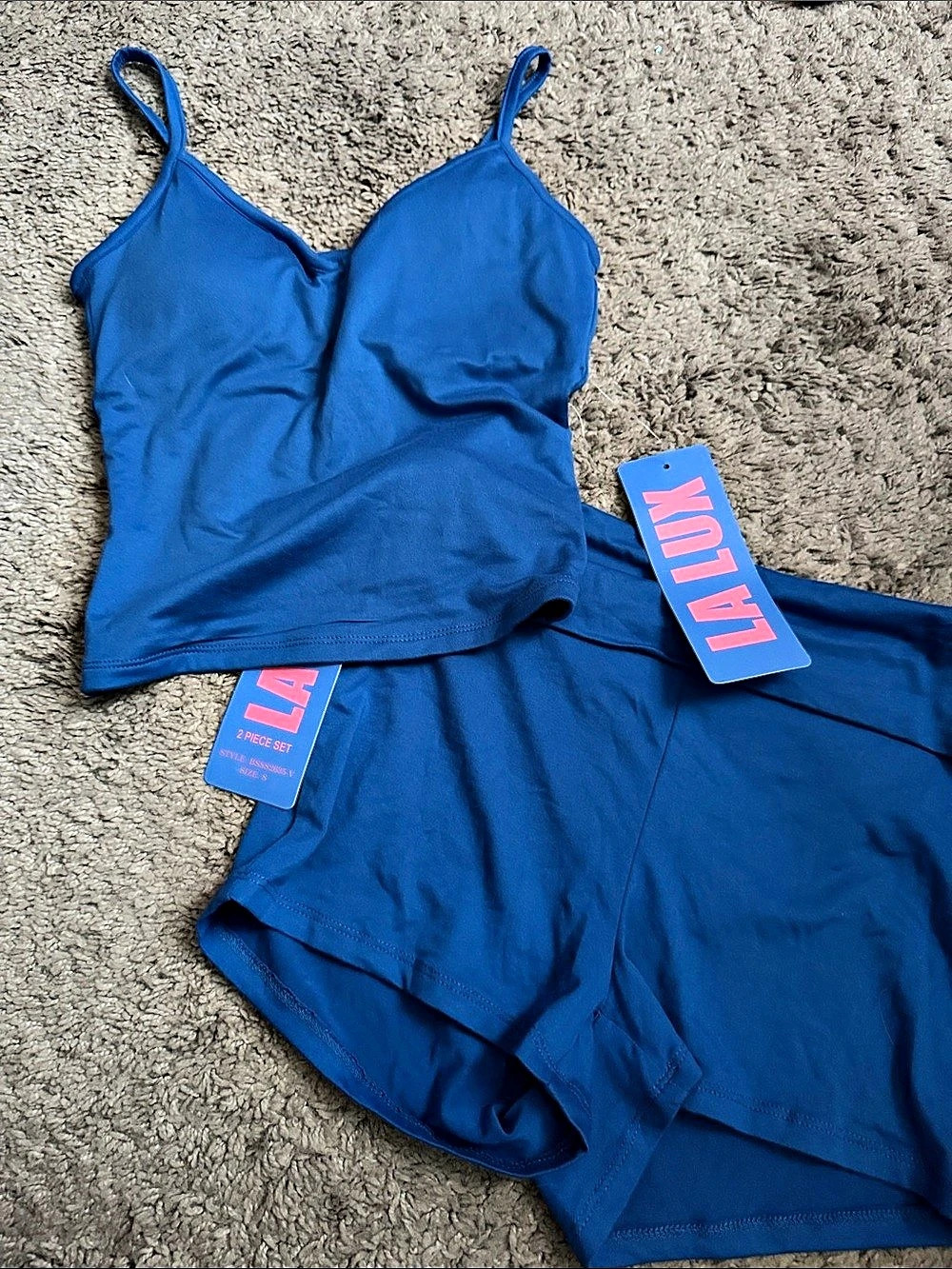 LA LUX Blue Cami Shorts Pajama Set Size Small NWT